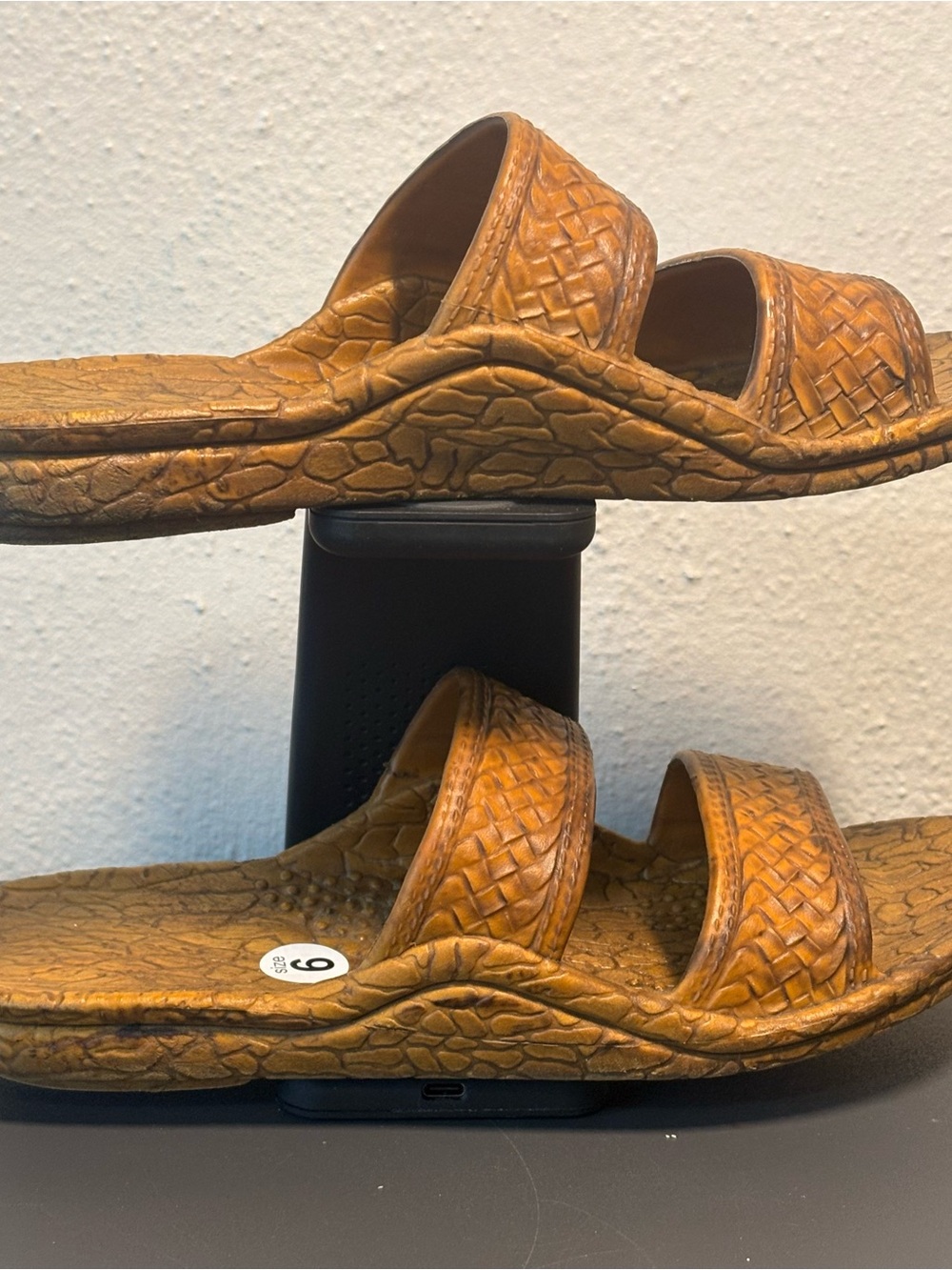 Woven Brown gladiator Double-Strap Slide Sandals